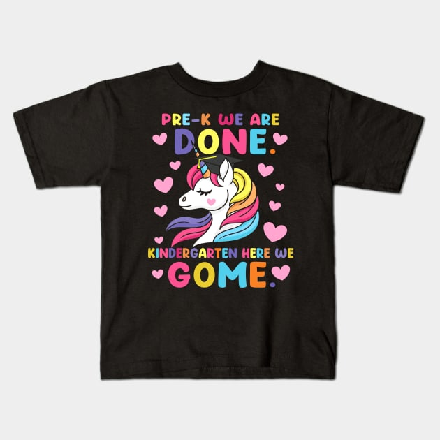 Girls Pre-K Graduation Magical Unicorn Kids T-Shirt by Xonmau
